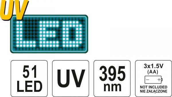 ZESTAW LATARKA UV 51 LED I OKULARY (1 KPL)