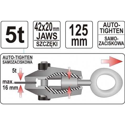 KLAMRA BLACHARSKA SAMOZACISKOWA 125MM 5 TON (1 SZT)
