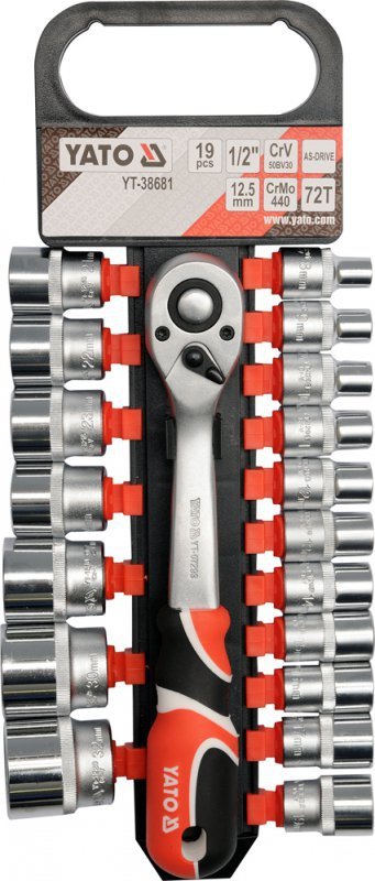 KOMPLET NASADEK Z GRZECHOTKĄ 1/2&#039;&#039; 19 CZĘŚCI (1 KPL)