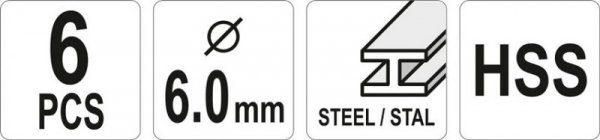 FREZY TRZPIENIIOWE DO METALU FI 6MM 6 SZT. (1 KPL)