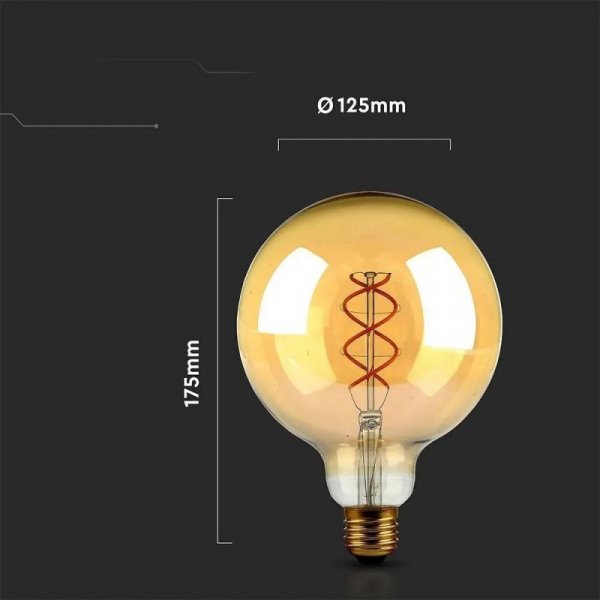 Żarówka LED V-TAC 4,8W Filament E27 Kula Glob G125 Bursztyn 125x173mm VT-2085 2200K 300lm