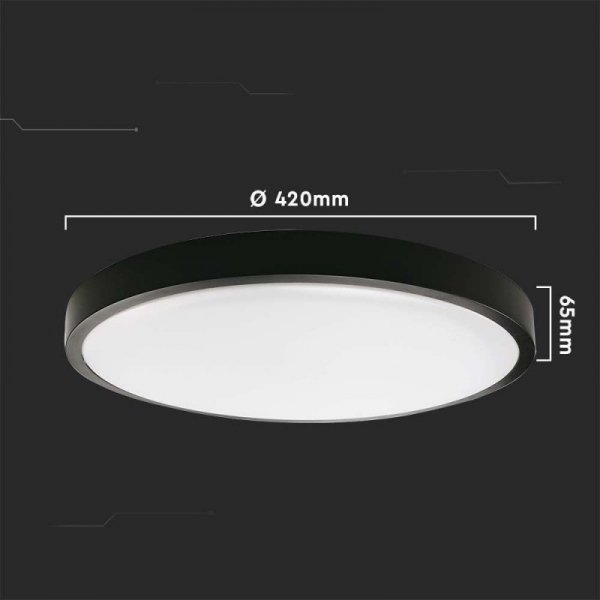 Plafon V-TAC 30W LED Okrągły IP44 Czujnik Ruchu Mikrofalowy 42cm Czarny VT-8630S-B-RD 4000K 3000lm