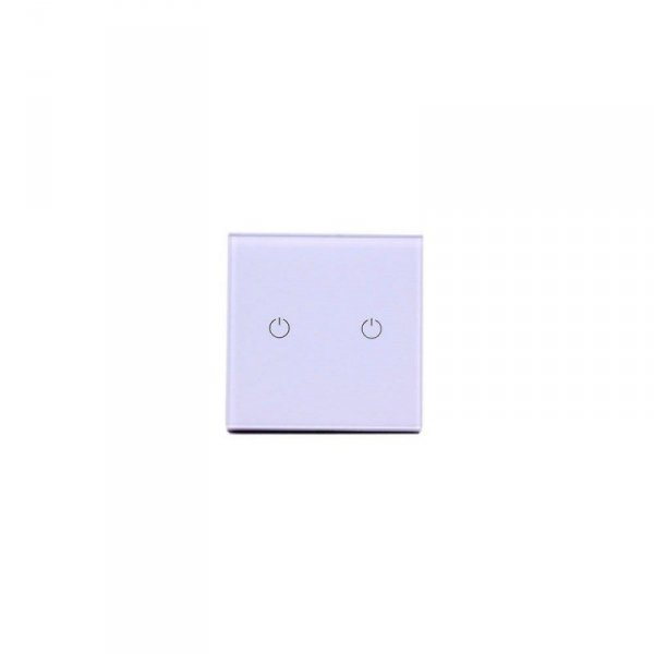 Włącznik Szklany SMART WiFi V-TAC Podwójny Biały Amazon Alexa, Google Home, Nest VT-5004