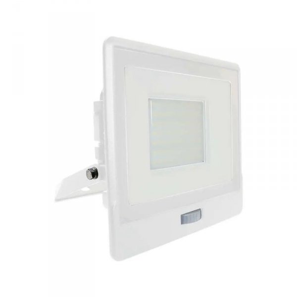 Projektor LED V-TAC 50W SAMSUNG CHIP Czujnik Ruchu Biały Z MUFĄ VT-158S 4000K 4000lm 5 Lat Gwarancji