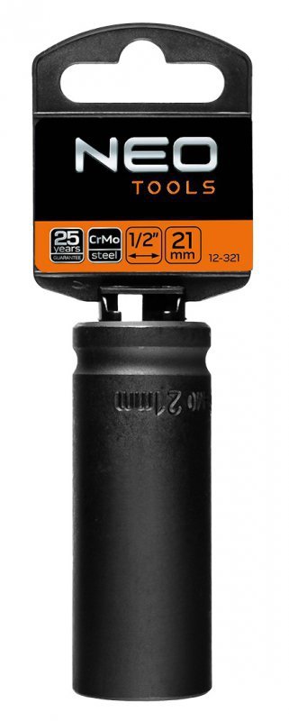 Nasadka udarowa 1/2&quot; długa, 21 x 78mm , Cr-Mo