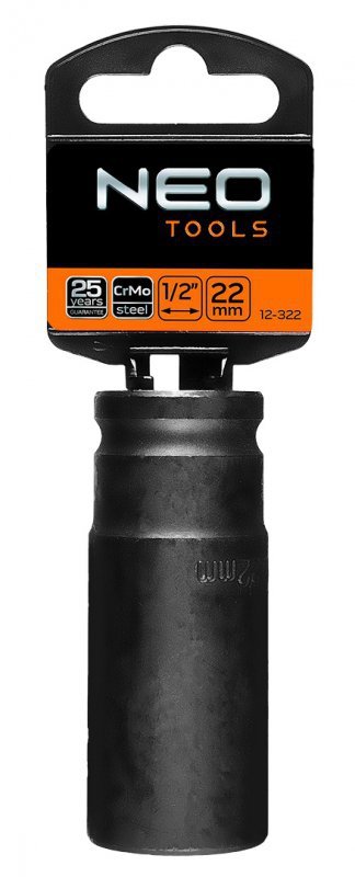 Nasadka udarowa 1/2&quot; długa, 22 x 78mm , Cr-Mo