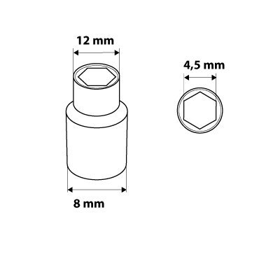 Nasadka sześciokątna 1/4&quot;, 4.5 mm