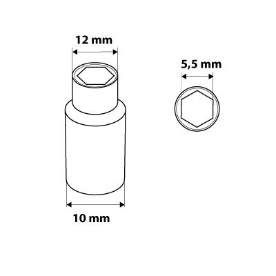 Nasadka sześciokątna długa 1/4&quot;, 5.5 mm