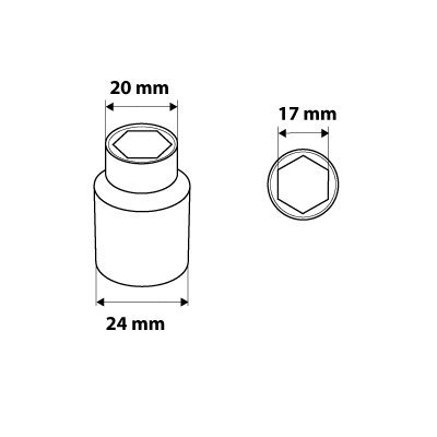 Nasadka sześciokątna 3/8&quot;, 17 mm