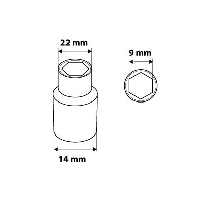 Nasadka sześciokątna 1/2&quot;, 9 mm