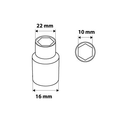Nasadka sześciokątna 1/2&quot;, 10 mm