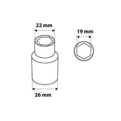 Nasadka sześciokątna 1/2&quot;, 19 mm