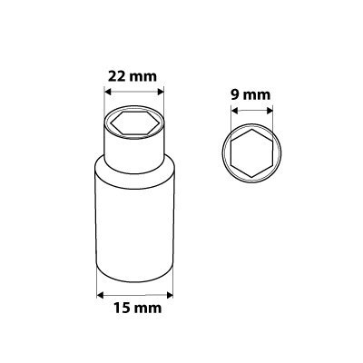 Nasadka sześciokątna długa 1/2&quot;, 9 mm