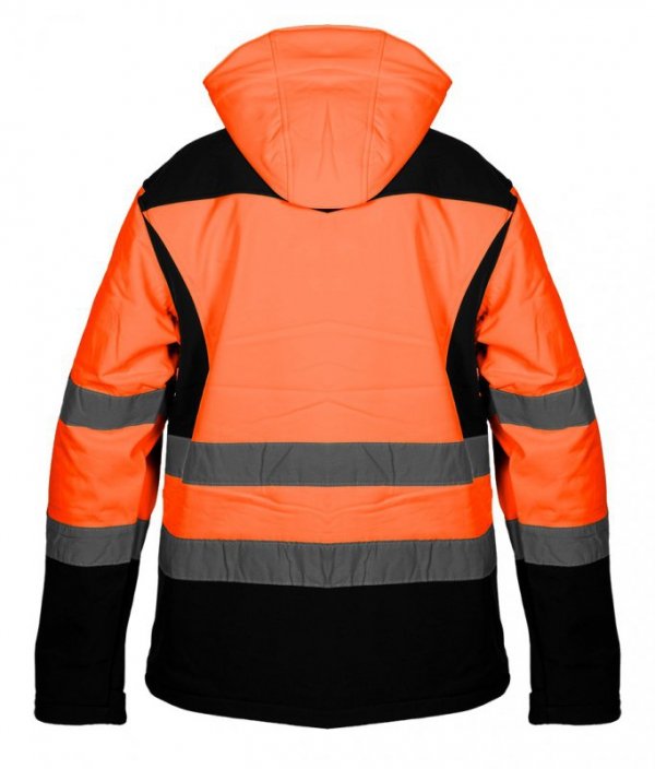 Kurtka robocza ostrzegawcza softshell z kapturem, pomarańczowa, rozmiar L