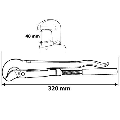 Klucz do rur typ &quot;90&quot;, 1.0&quot;, 320 mm