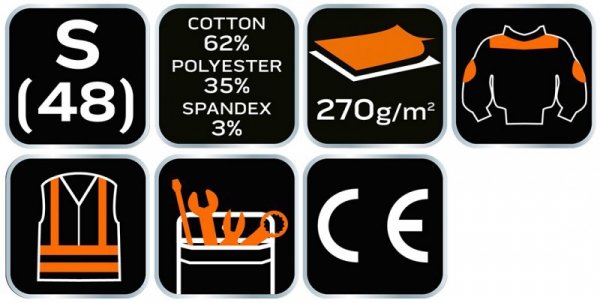 Bluza robocza PREMIUM, 62% bawełna, 35% poliester, 3% elastan, rozmiar S