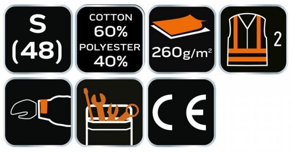 Bluza ostrzegawcza 40% poliester, 60% bawełna, 260 gsm, rozmiar S