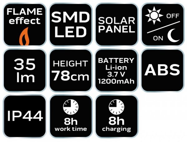 Lampa ogrodowa solarna płomień SMD wbijana