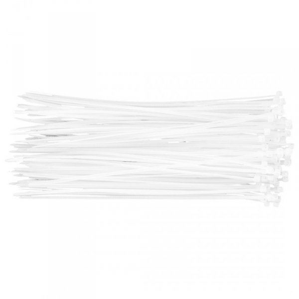 Opaski zaciskowe 2.5 x 200 mm, 100 szt., białe