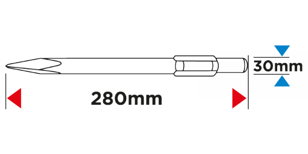Szpicak HEX rowkowy samoostrzący 17 x 280 mm