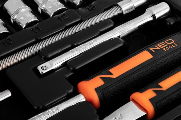 Klucze nasadowe, 1/4”, CrV, zestaw 46 szt.