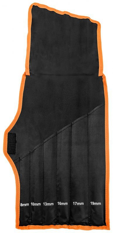 Klucze oczkowe z grzechotką, długie, zestaw 6 szt., 8 - 19 mm, miękkie etui