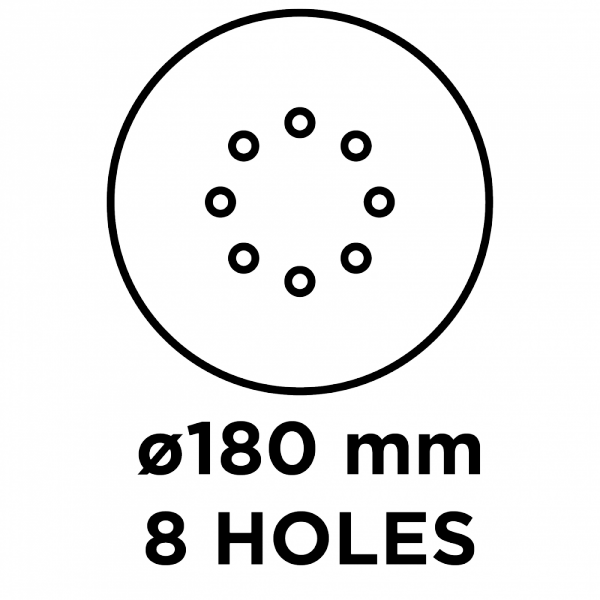 Papier ścierny na rzep 180 mm, K80, 5 szt., z 8 otworami do szlifierki 59G263