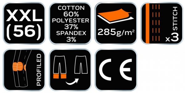 Spodnie robocze HD Slim, odpinane kieszenie, rozmiar XXL