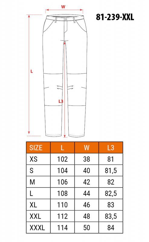 Spodnie robocze HD Slim, odpinane kieszenie, rozmiar XXL