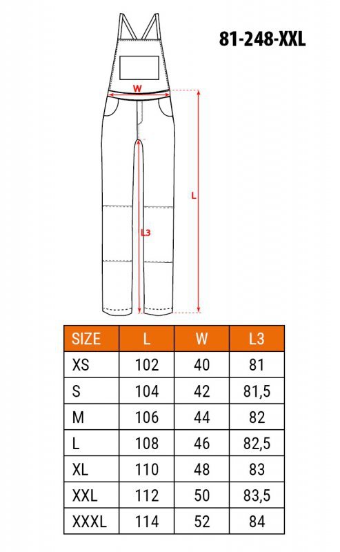 Ogrodniczki robocze HD Slim, rozmiar XXL