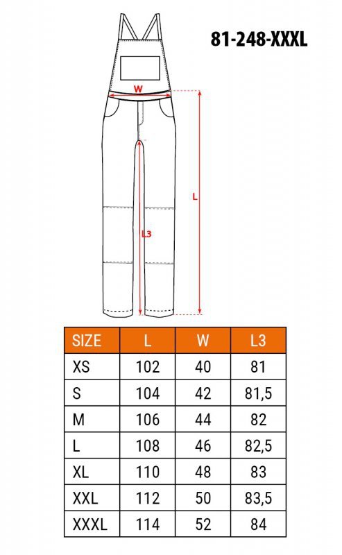 Ogrodniczki robocze HD Slim, rozmiar XXXL