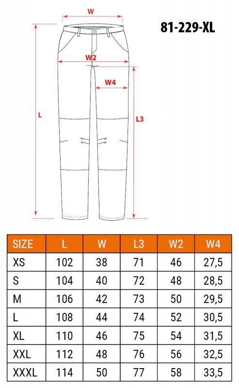 Spodnie robocze 5-kieszeniowe DENIM, rozmiar XL