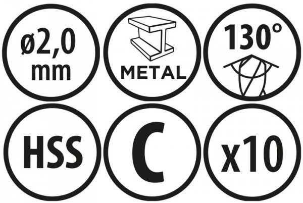 Wiertła do metalu Baildon BASIC DIN 338 RN NWKa 2 mm, HSS (S), 49-24 mm, wielokrotność 10