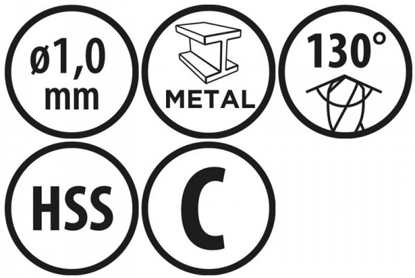 Wiertła do metalu Baildon BASIC DIN 340 RN NWKb 1 mm, HSS (S), 56-33 mm, wielokrotność 10