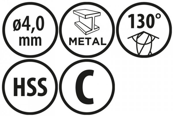 Wiertła do metalu Baildon BASIC DIN 340 RN NWKb 4 mm, HSS (S), 119-78 mm, wielokrotność 10