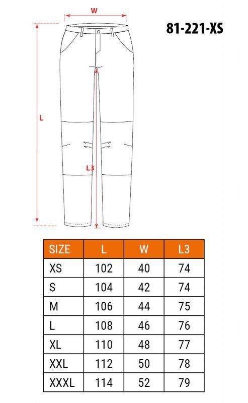 Spodnie robocze CAMO, rozmiar XS