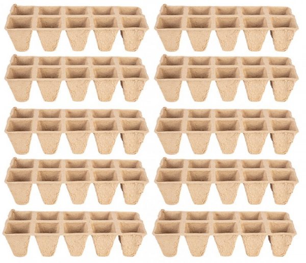 Rozsadniki torfowe małe (2x5 otworów) 22 x 8.5 x 5.5 cm,10 sztuk
