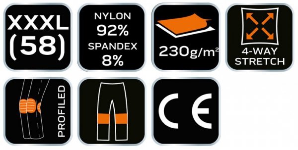 Spodnie robocze OUTDOOR, 4 way stretch, musztardowe, rozmiar XXXL