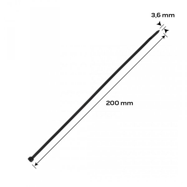 Opaski zaciskowe EXTREME 3.6 x 200 mm, czarne, 100 szt.