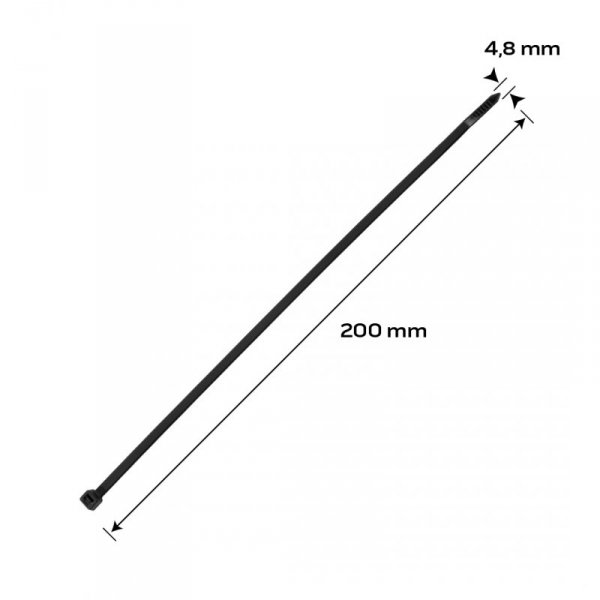 Opaski zaciskowe EXTREME 4.8 × 200 mm, czarne, 100 szt.