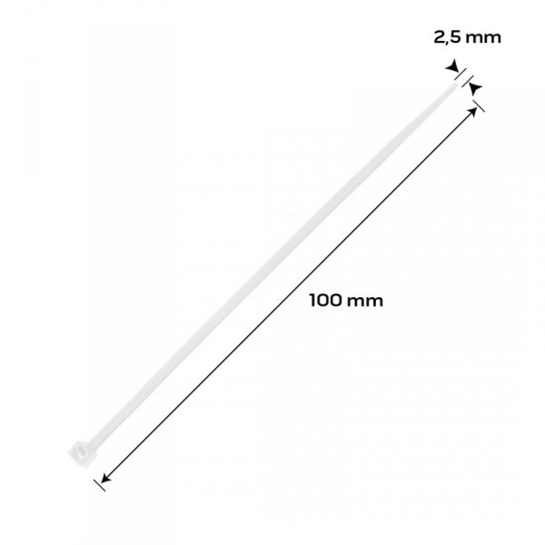 Opaski zaciskowe EXTREME 2.5 × 100 mm, białe, 100 szt.