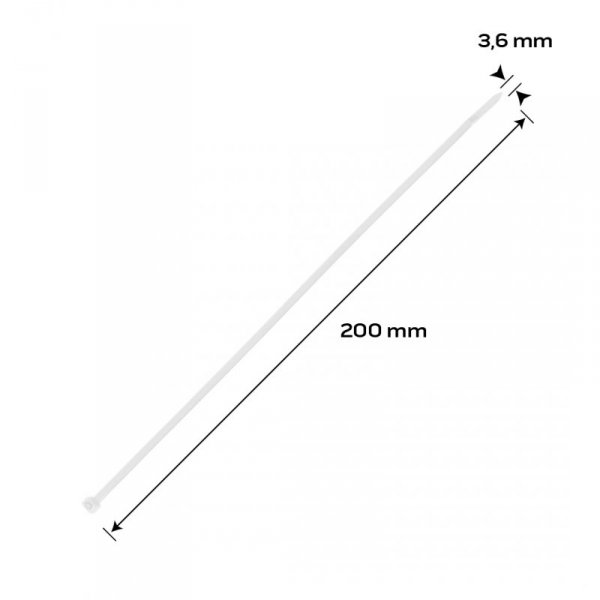 Opaski zaciskowe EXTREME 3.6 × 200 mm, białe, 100 szt.