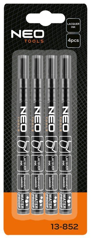 Marker budowlany, czarny, permanentny, wodoodporny, lakierowy, aluminiowy, 4 szt