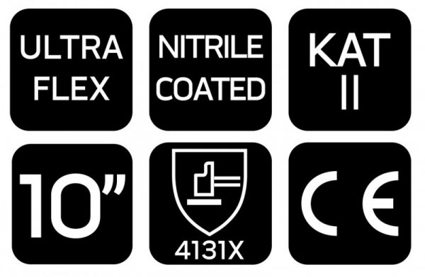 Rękawice robocze ultraflex, nylon-spandex, pokrytcie polimetrowo-nitrylowe (foam), 4131X, rozmiar 10