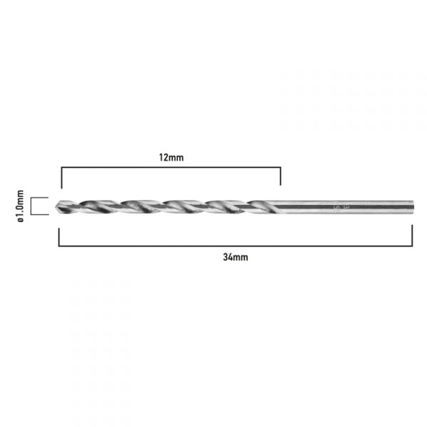 Wiertła do metalu HSS, DIN 338, 1 mm, 3 szt.
