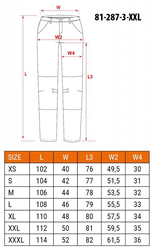 Spodnie robocze Mix&Match, Canvas, szare, rozmiar XXL
