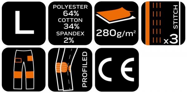 Spodnie robocze Mix&Match, Canvas, wzmocnienia z Cordury, zielone moro, rozmiar L
