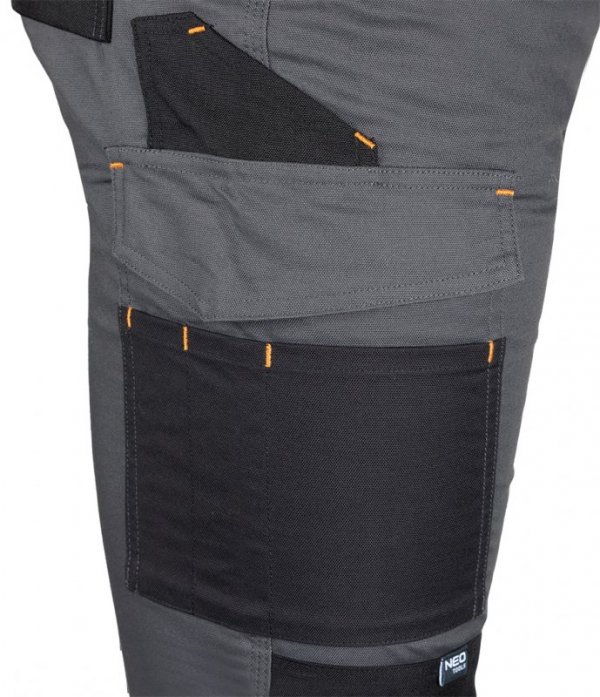 Spodnie robocze Mix&Match, Canvas, wzmocnienia z Cordury, szaro-czarne, rozmiar XL