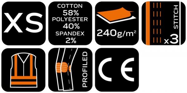 Spodnie robocze Mix&Match, czarne, rozmiar XS