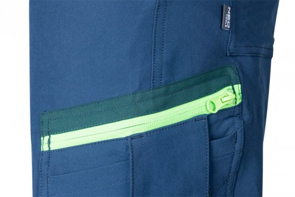 Spodnie robocze Mix&Match, 4 way stretch, granatowo-zielone, rozmiar XS